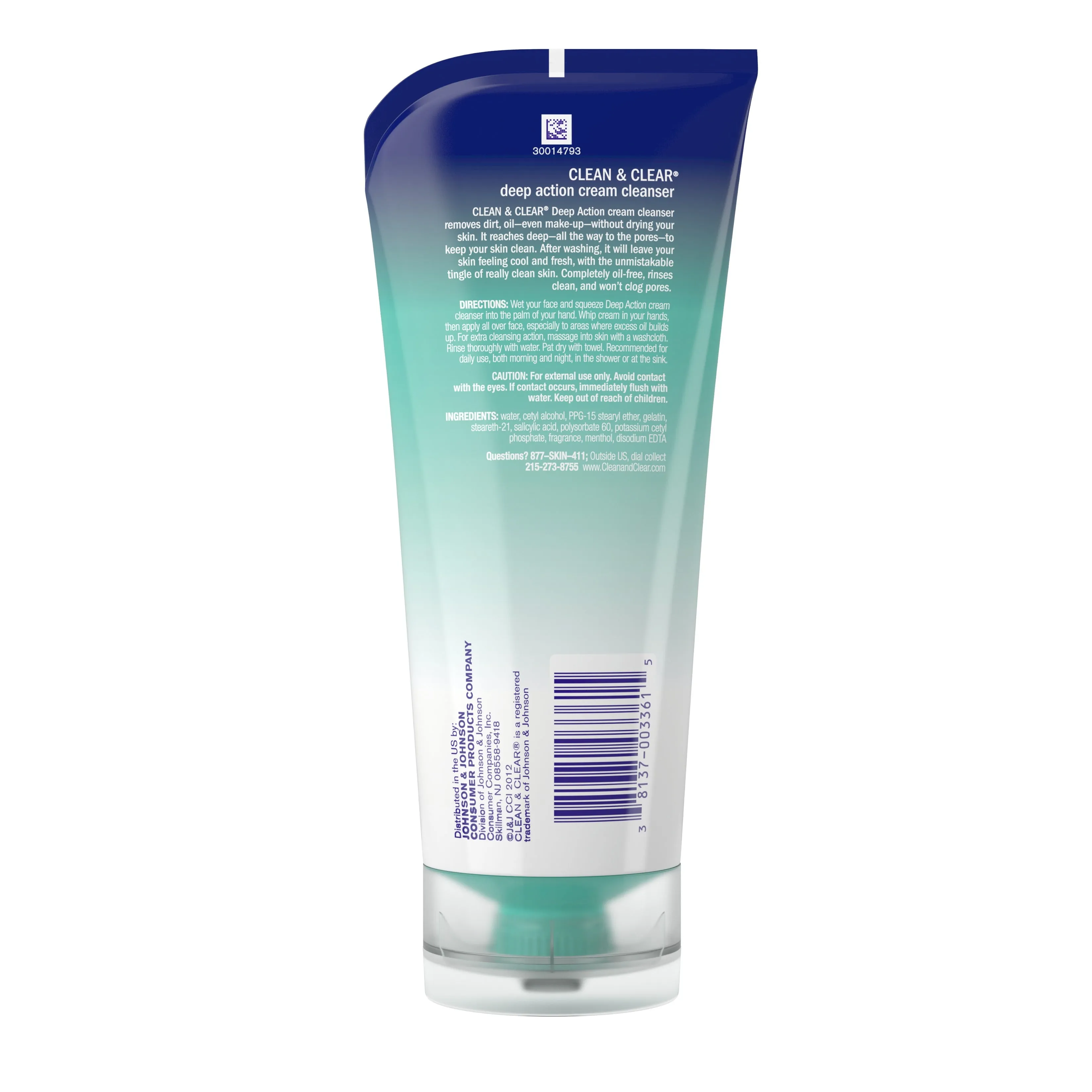 Clean & Clear Deep Action Cream Cleanser, Travel Size