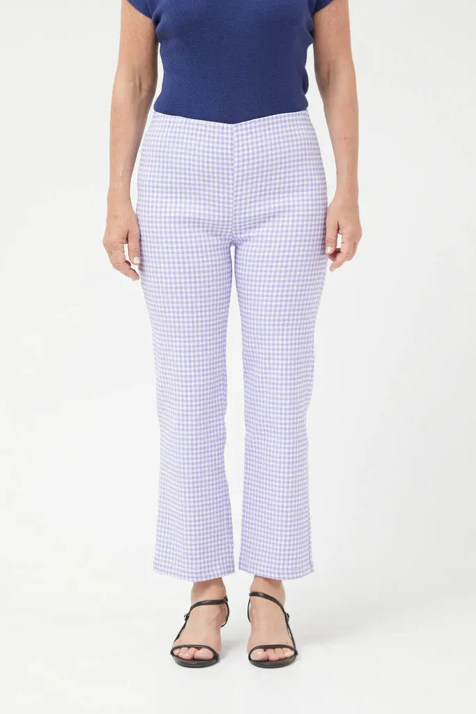 Compania Fantastica Straight lilac gingham check pants & Lilac gingham neoprene trench coat