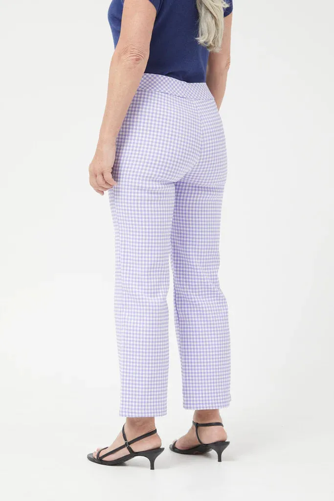 Compania Fantastica Straight lilac gingham check pants & Lilac gingham neoprene trench coat