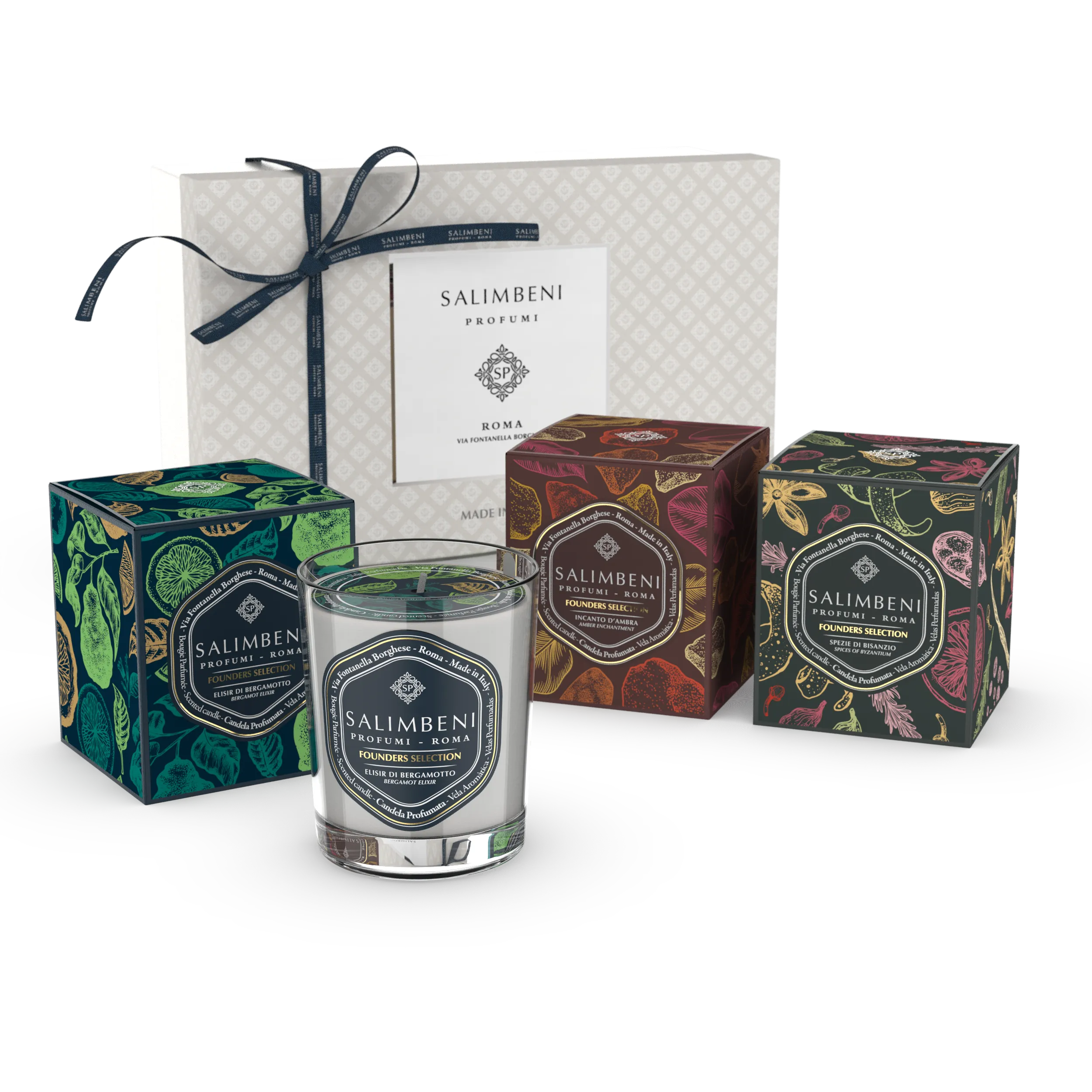 Confezione Regalo 3 Candele Profumate da 190gr (Elisir di Bergamotto   Incanto d'Ambra   Spezie di Bisanzio)