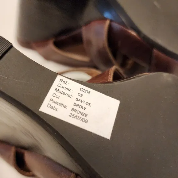 Cordani Brown Leather Slip On High Wedge Sandals Size 7