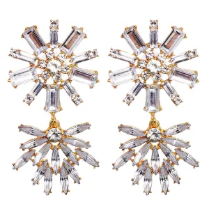 Crystal & Cubic Zirconia Flower Drop Earrings