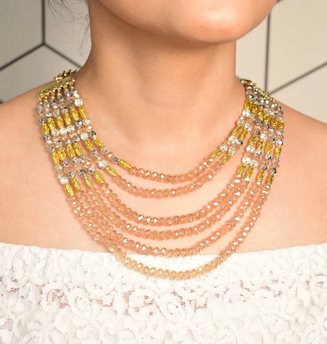 Crystal Bead 6 Layer Necklace