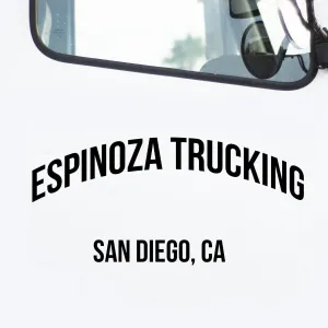 Curved Company Name One Line   Location Decal, 2 Pack