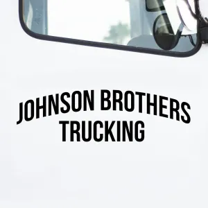 Curved Company Name   Straight Line Decal, 2 Pack