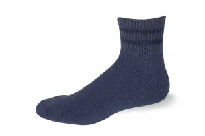 Cushioned Ankle Quarter Blue with Navy Blue Stripes Postal Socks