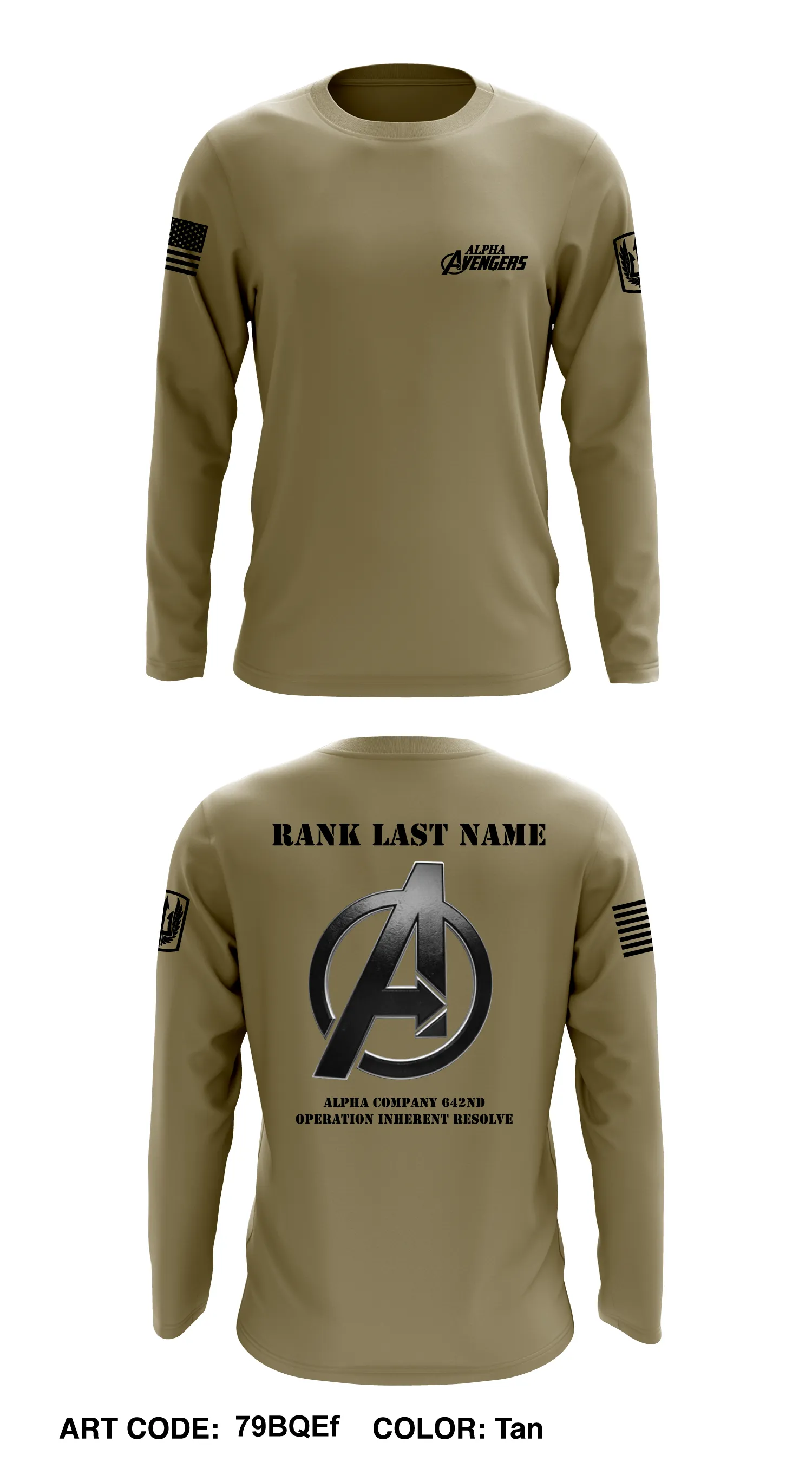 CUSTOM A Co 642D ASB Core Men's LS Performance Tee - 79BQEf