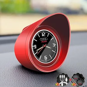 Custom-fit car Clock for Audi, Supercar Decoration Dashboard Clock，for car Decoration, Universal and Luminous, Designed for AudiCar Accessories (for Audi, Red)