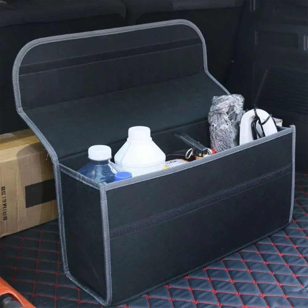 Custom Text For Soft Felt Car Bag Organizer, Compatible with All Cars, Folding Car Storage Box Non Slip Fireproof Car Trunk Organizer FM12990