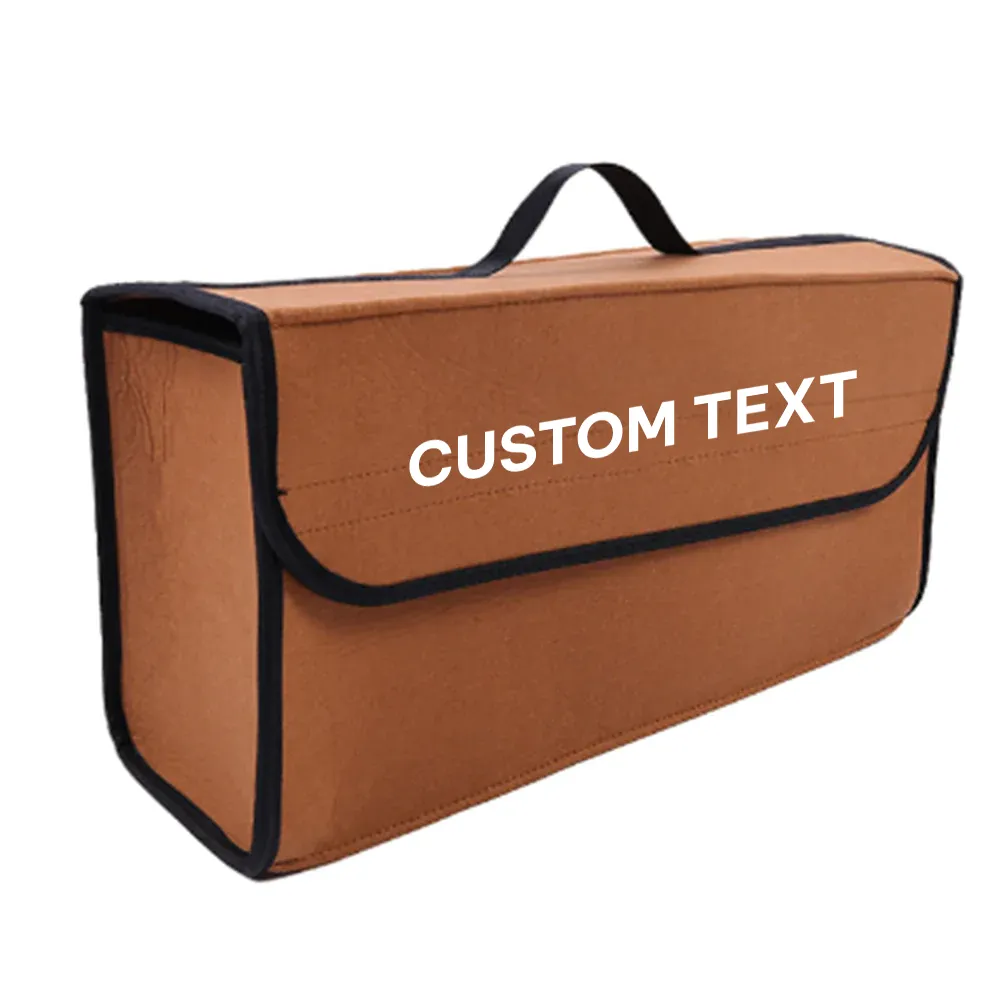Custom Text For Soft Felt Car Bag Organizer, Compatible with All Cars, Folding Car Storage Box Non Slip Fireproof Car Trunk Organizer FM12990