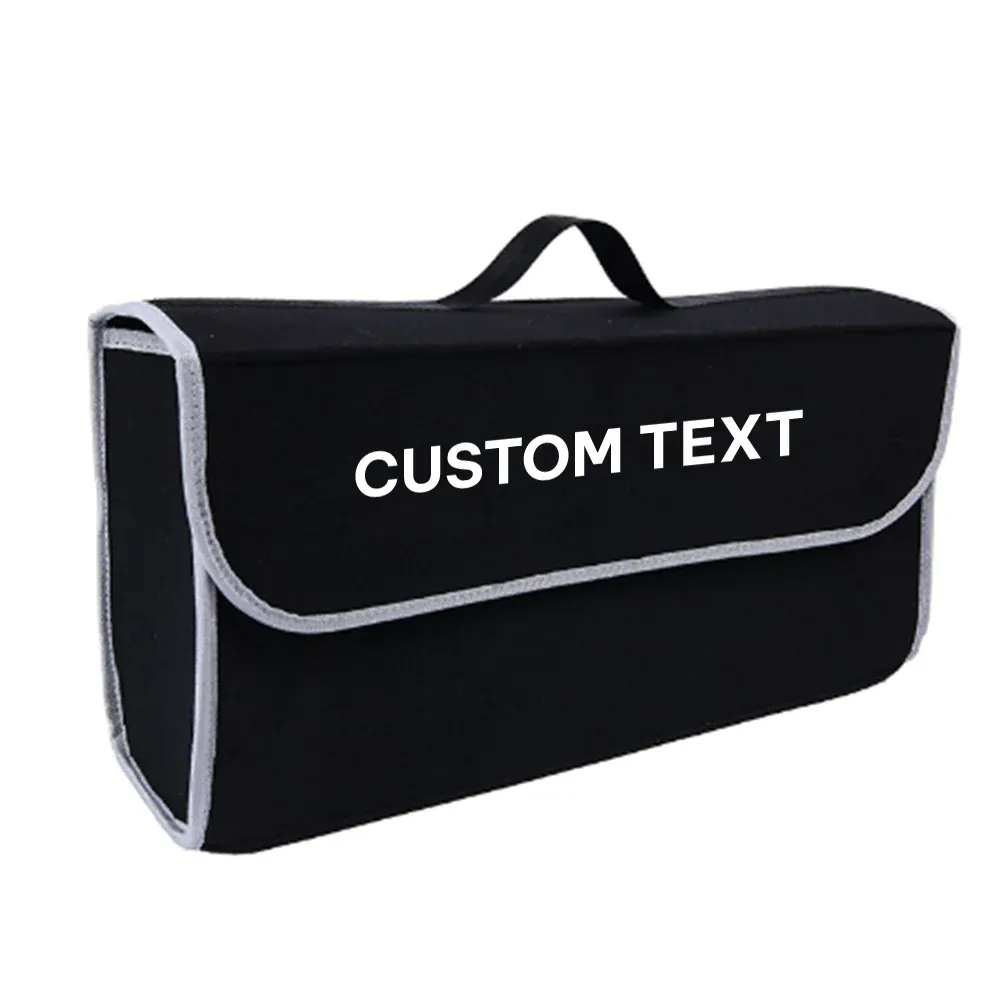 Custom Text For Soft Felt Car Bag Organizer, Compatible with All Cars, Folding Car Storage Box Non Slip Fireproof Car Trunk Organizer FM12990