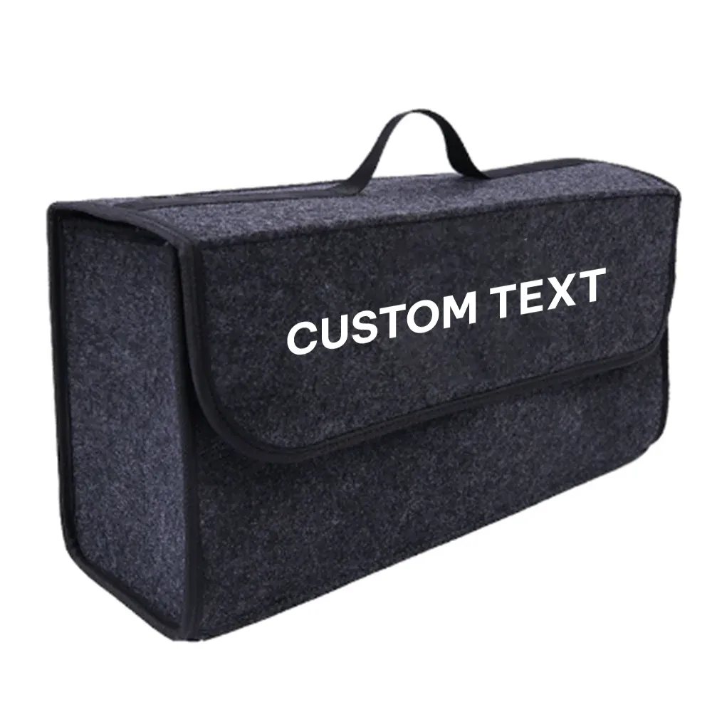 Custom Text For Soft Felt Car Bag Organizer, Compatible with All Cars, Folding Car Storage Box Non Slip Fireproof Car Trunk Organizer FM12990