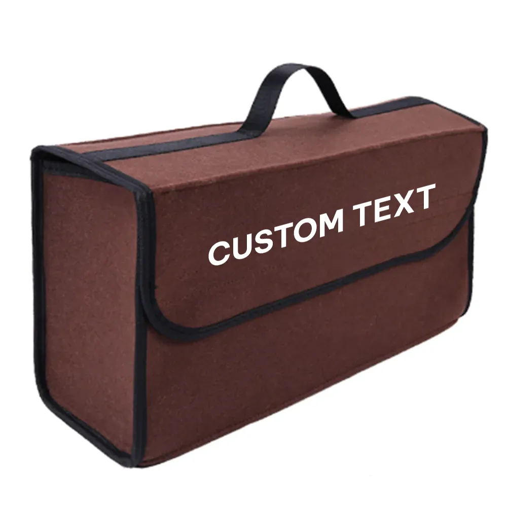 Custom Text For Soft Felt Car Bag Organizer, Compatible with All Cars, Folding Car Storage Box Non Slip Fireproof Car Trunk Organizer FM12990