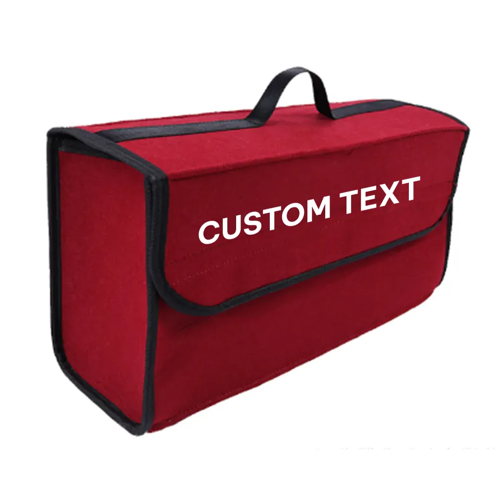 Custom Text For Soft Felt Car Bag Organizer, Compatible with All Cars, Folding Car Storage Box Non Slip Fireproof Car Trunk Organizer FM12990
