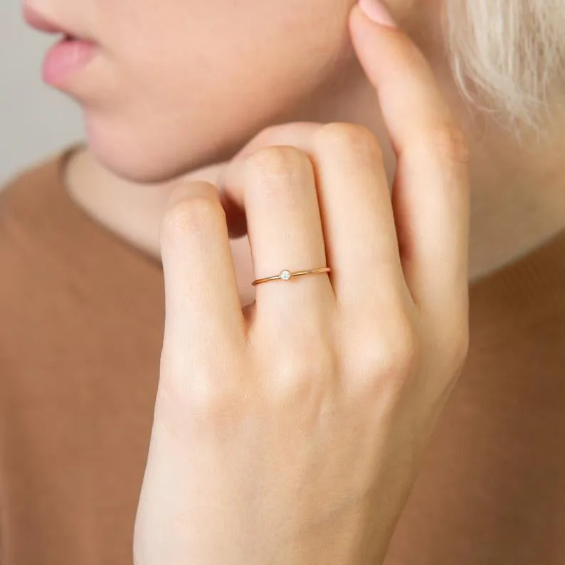 CZ Solitaire Stacking Ring