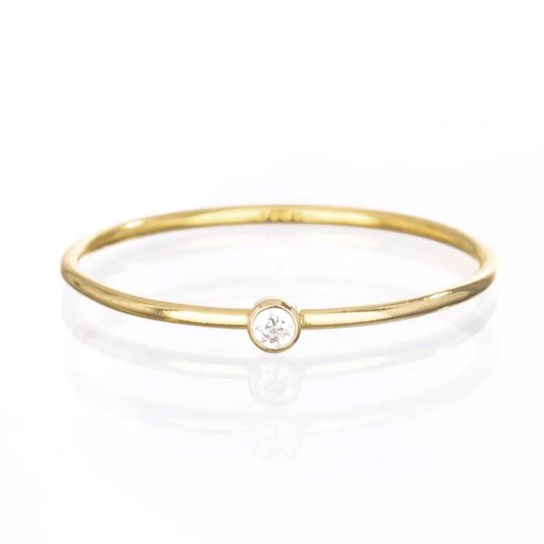 CZ Solitaire Stacking Ring