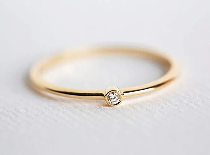 CZ Solitaire Stacking Ring