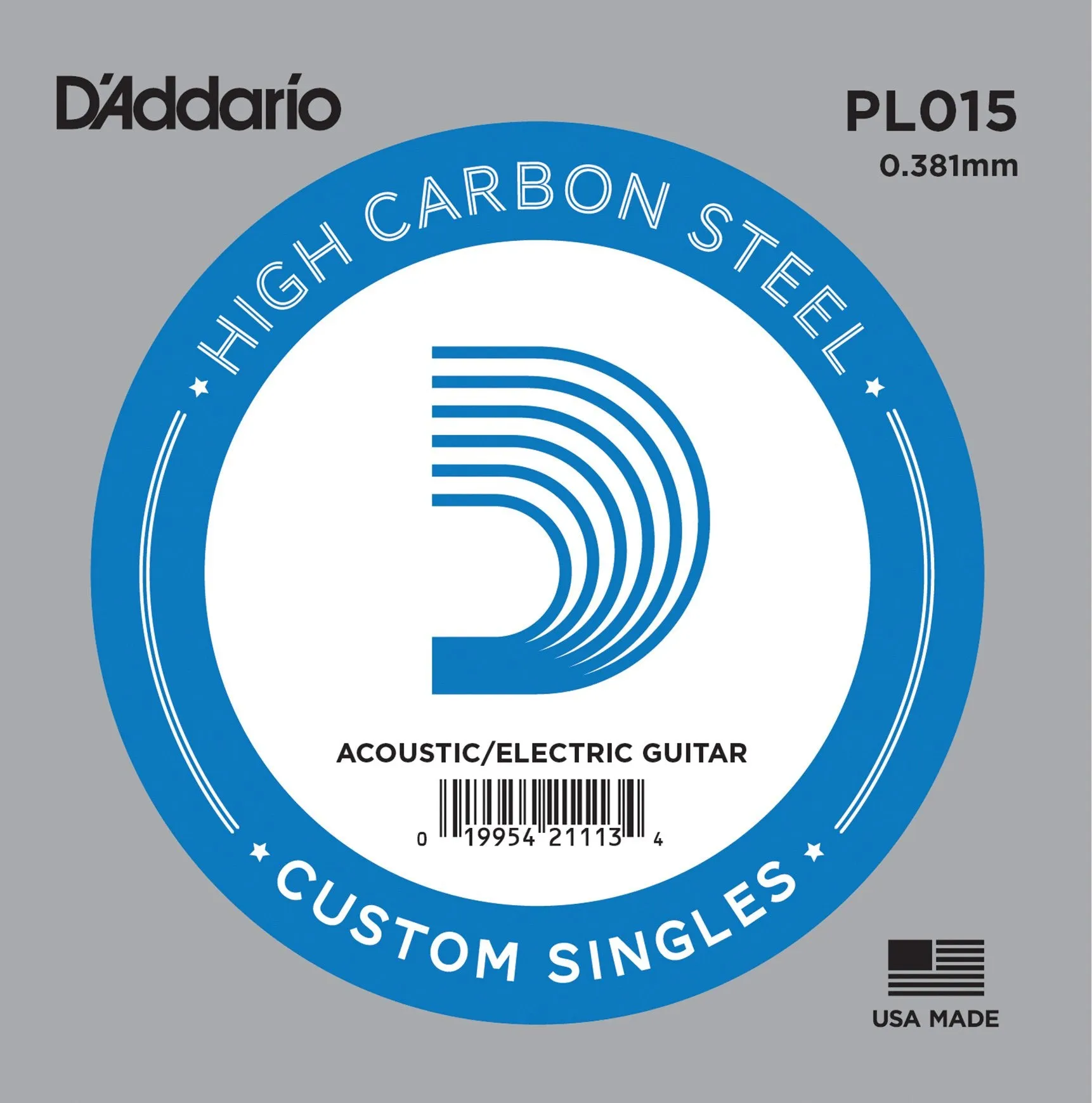 D`Addario PL015 Plain Steel Electric Guitar Single String