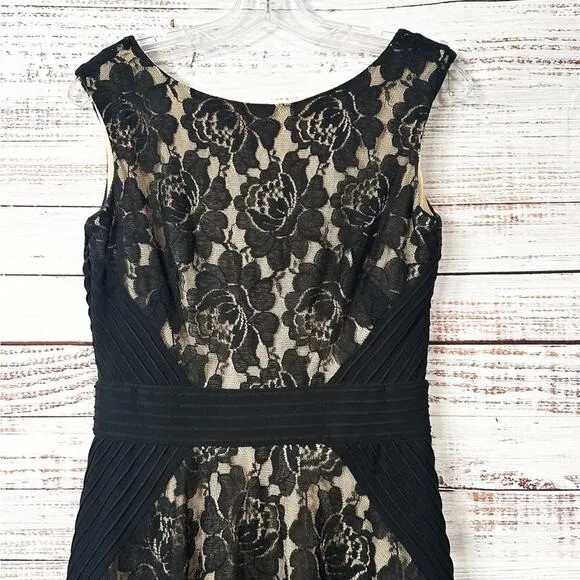Danny and Nicole Black Lace Overlay Fit and Flare Cocktail Dress, EUC, Size 6