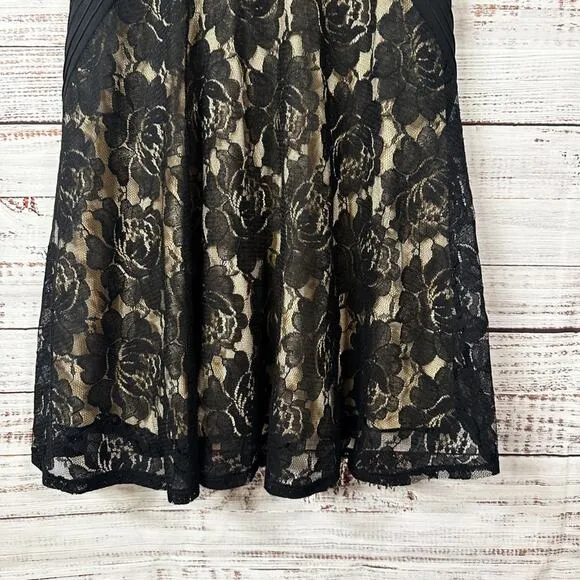 Danny and Nicole Black Lace Overlay Fit and Flare Cocktail Dress, EUC, Size 6