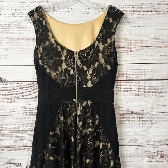 Danny and Nicole Black Lace Overlay Fit and Flare Cocktail Dress, EUC, Size 6