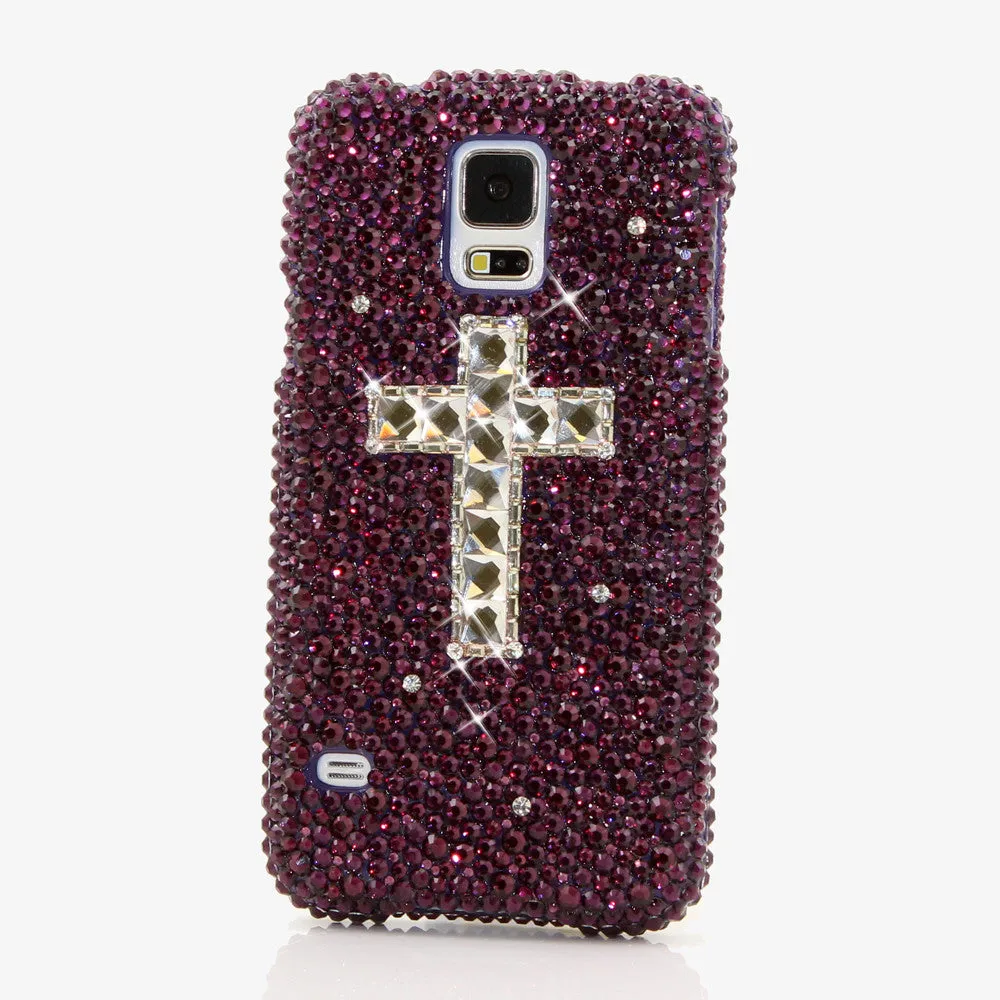 Dark Purple Crystals with Clear Cross Design (style 926)