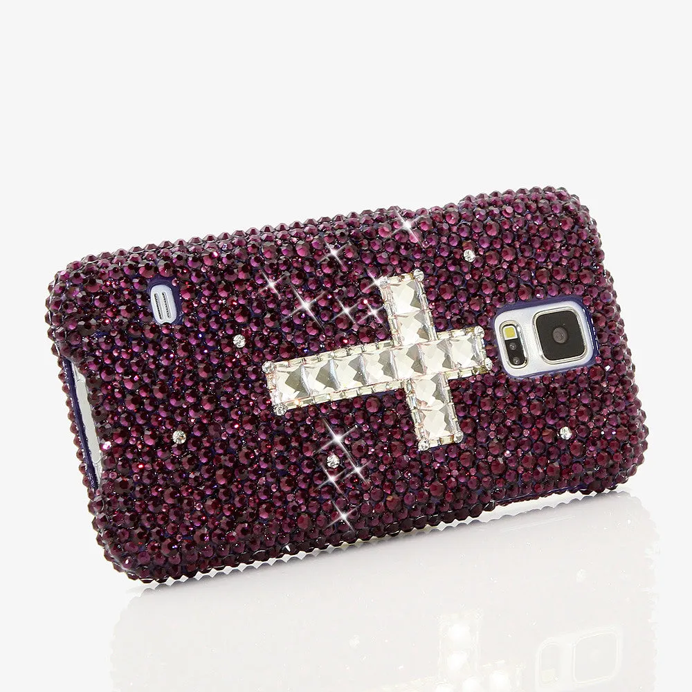 Dark Purple Crystals with Clear Cross Design (style 926)