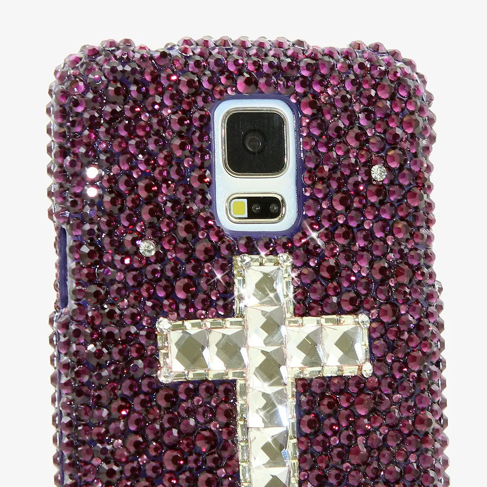 Dark Purple Crystals with Clear Cross Design (style 926)