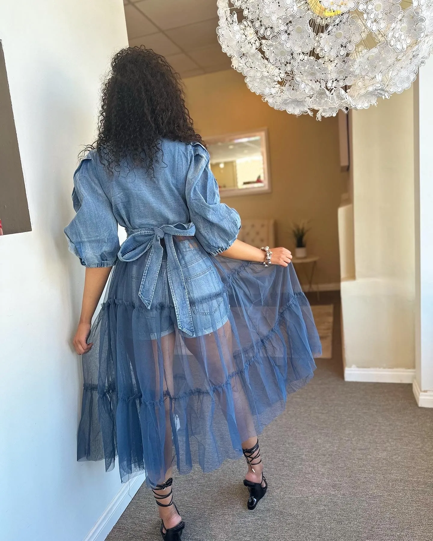 Denim Sheer Top