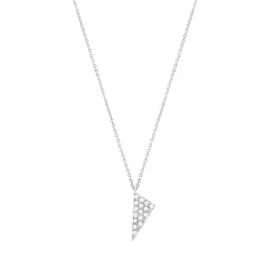 Diamond Mini Triangle Charm Necklace | White Gold
