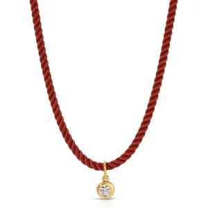 Diamond Pillow Cord Necklace In Rhubarb