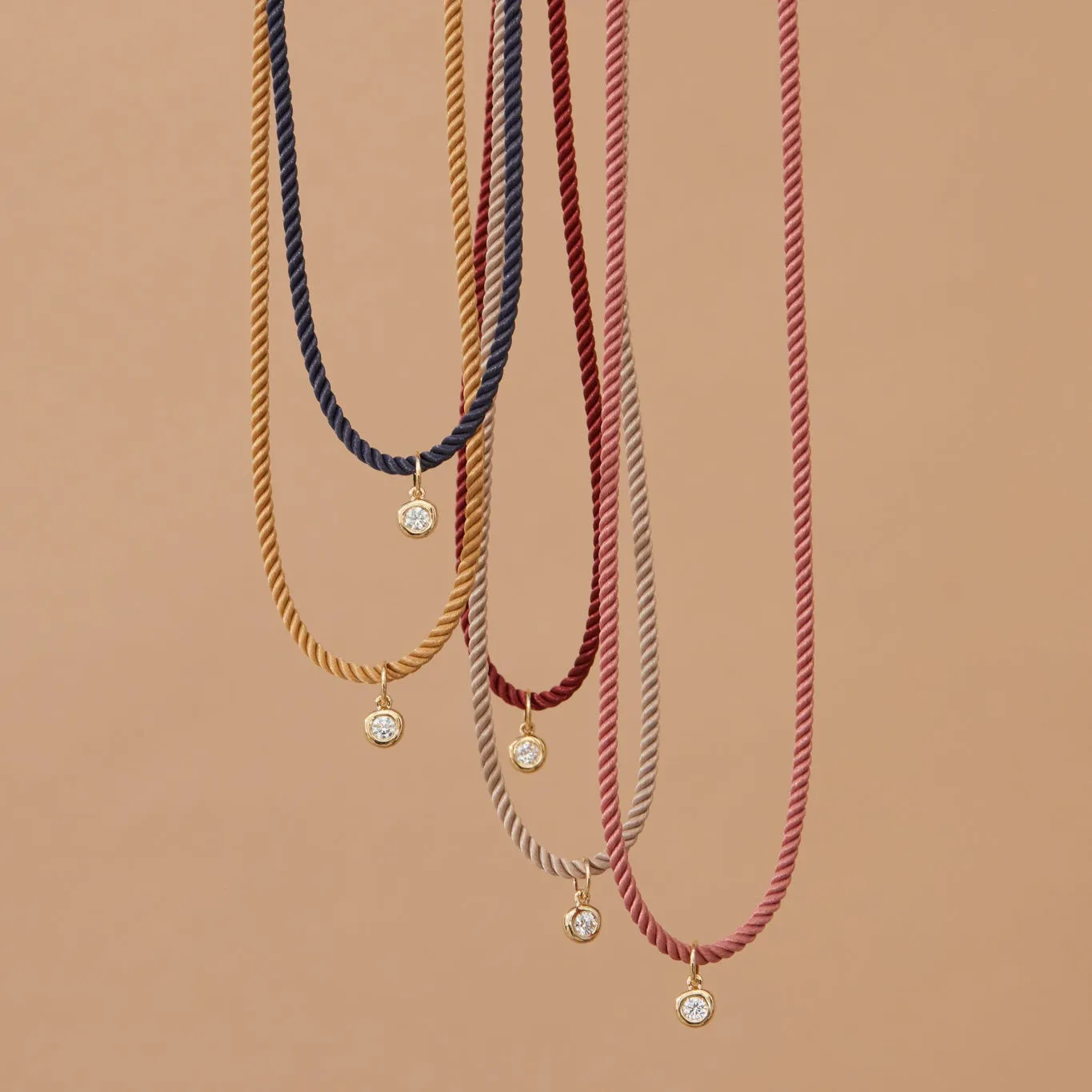Diamond Pillow Cord Necklace In Rhubarb