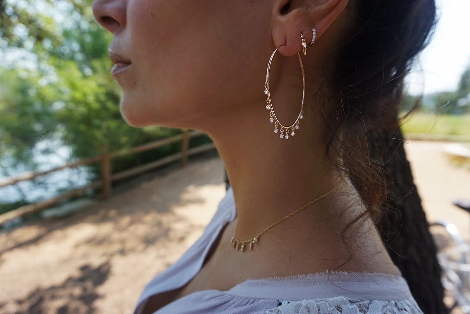 Diamond Shaker Hoop Earrings