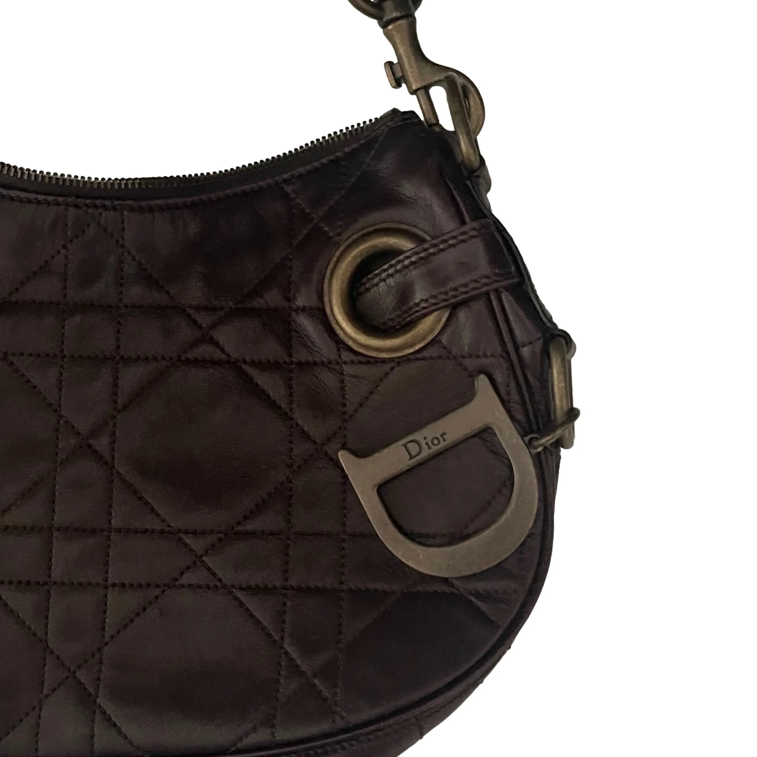 Dior Brown Cannage Logo Shoulder Bag