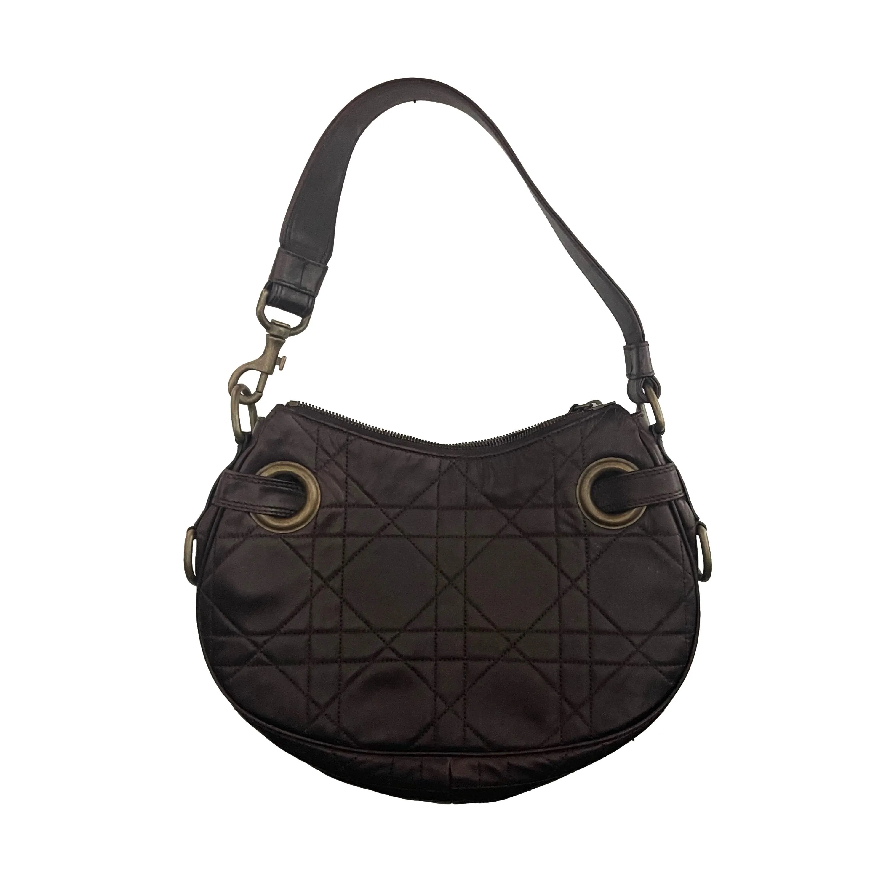 Dior Brown Cannage Logo Shoulder Bag