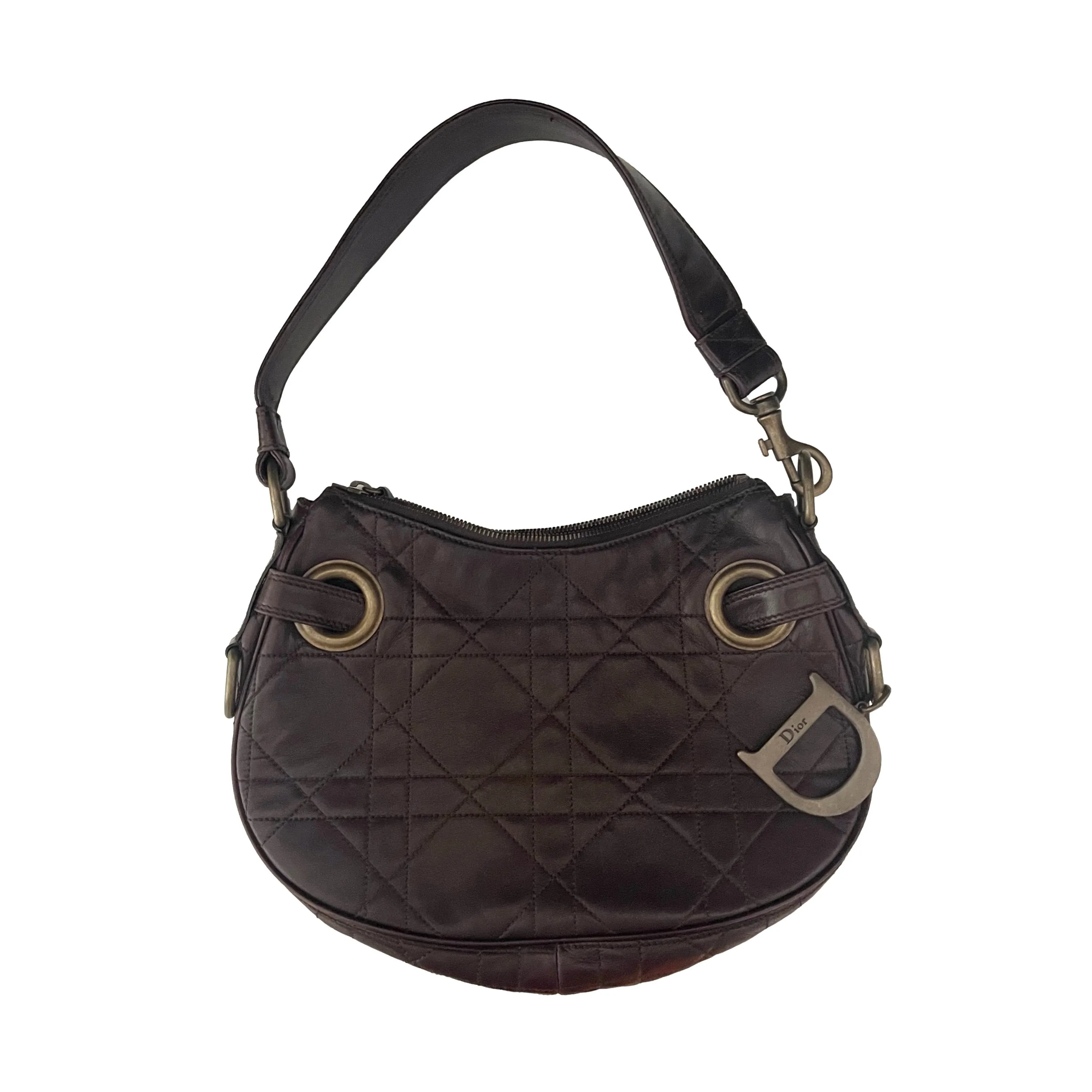 Dior Brown Cannage Logo Shoulder Bag