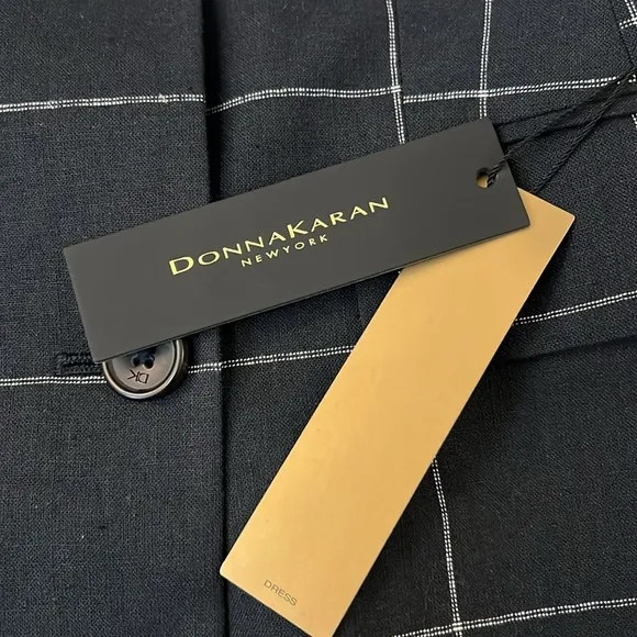 Donna Karan Windowpane Linen Cotton Blazer Martime Size 14 NEW