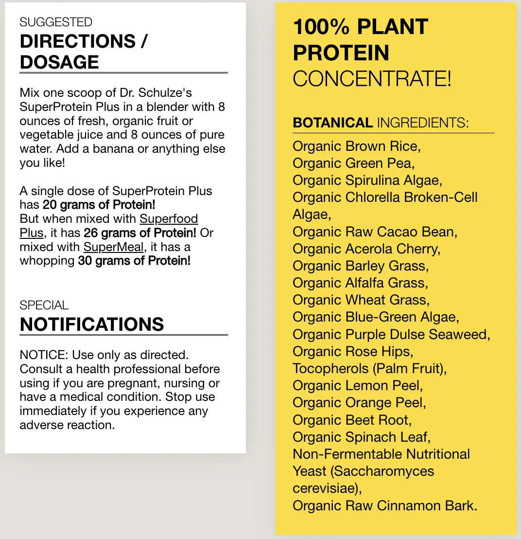 Dr. Schulze - Super Protein Plus - 19oz