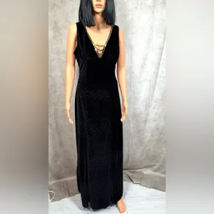 Dreamgirl Black and Gold V-Neck Sleeveless Maxi Dress
