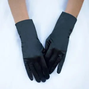 Dressy Black Satin Wedding Gloves