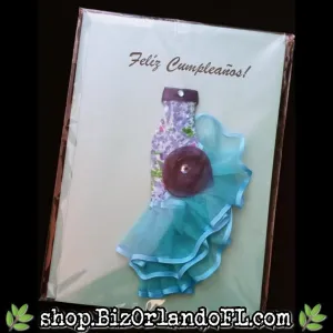 DRESSY CARDS: Feliz Cumpleanos! Handmade Greeting Card by Local Artisan (En Espanol)