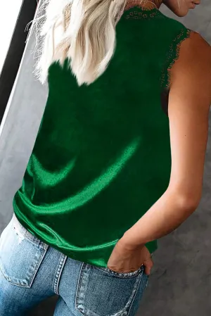 Dressy Eyelash Lace V Neck Tank Top