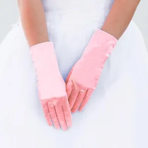 Dressy Pink Satin Wedding Gloves