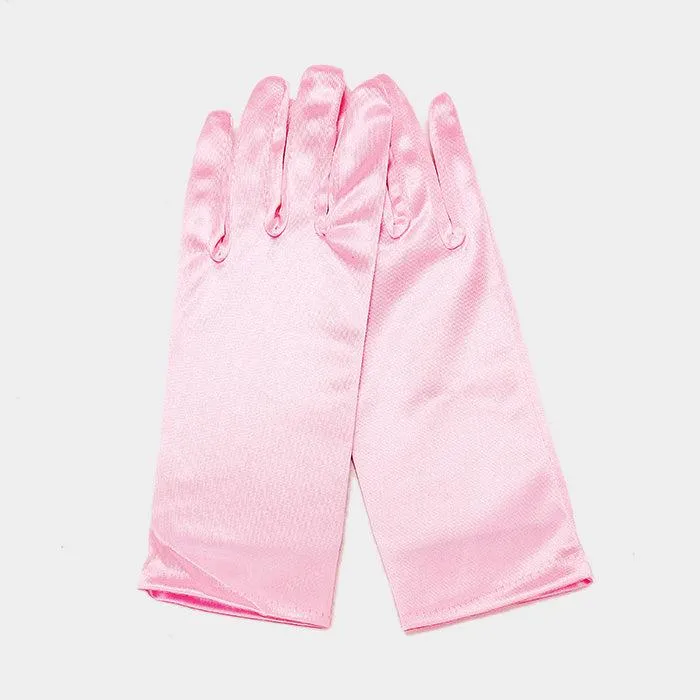 Dressy Pink Satin Wedding Gloves
