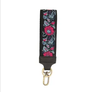 Easy Find Wristlet-Black/Pink Full Blooms