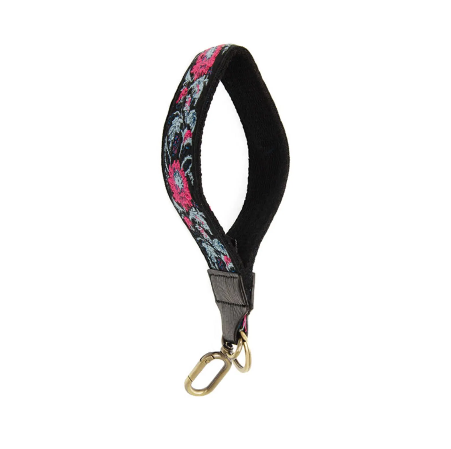 Easy Find Wristlet-Black/Pink Full Blooms