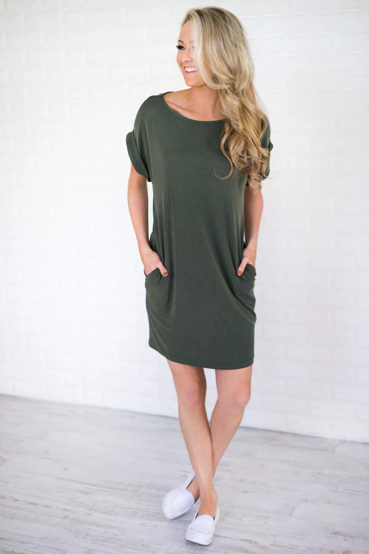 Effortlessly Classy T-Shirt Dress - Deep Teal