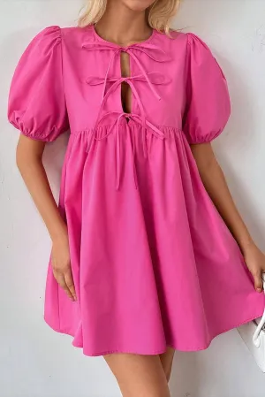 Ellie Solid Puff Sleeve Mini Dress