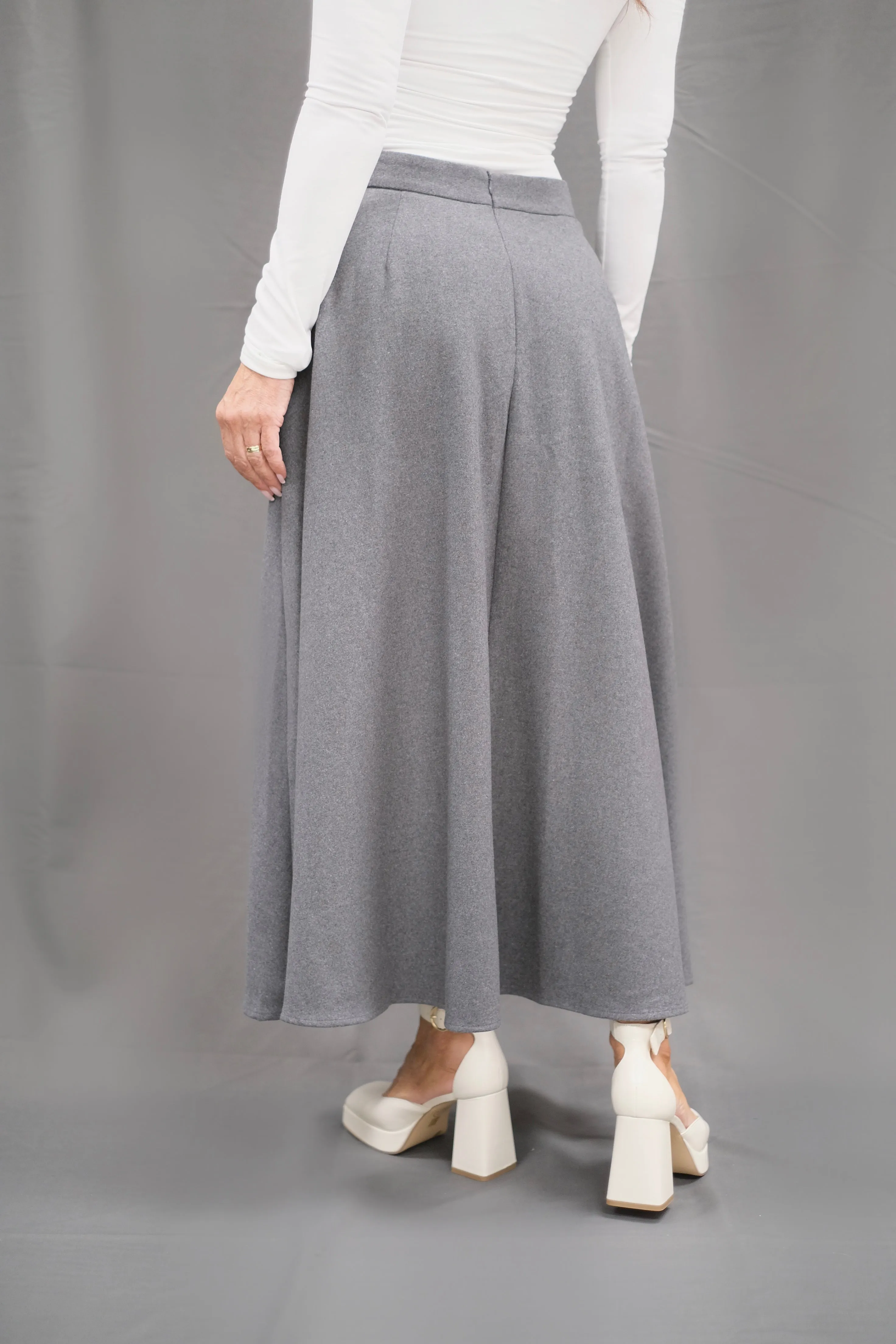 Emma charcoal wool midi skirt