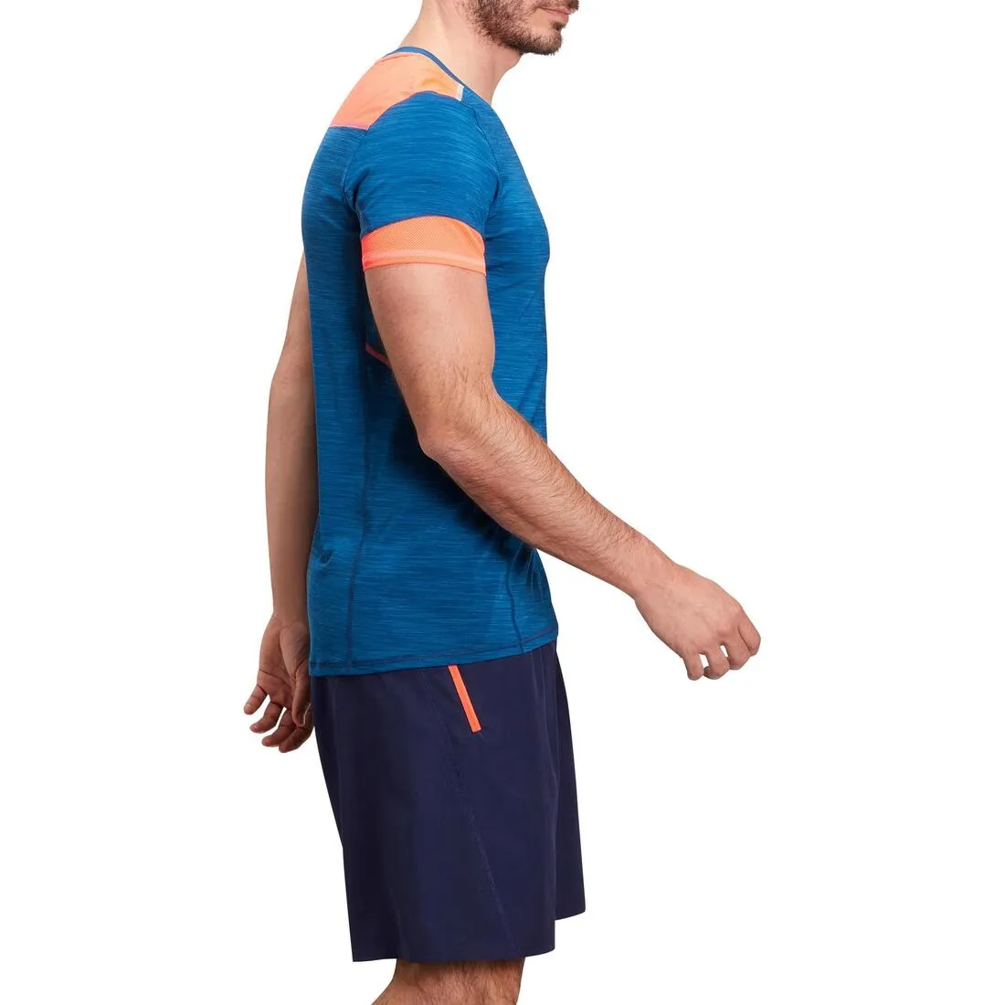 Energy Cardio Fitness T-Shirt- Light Blue/Coral